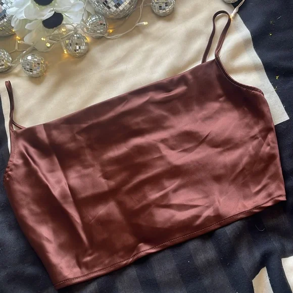 Faux Silk Crop Top - Picture 3 of 5